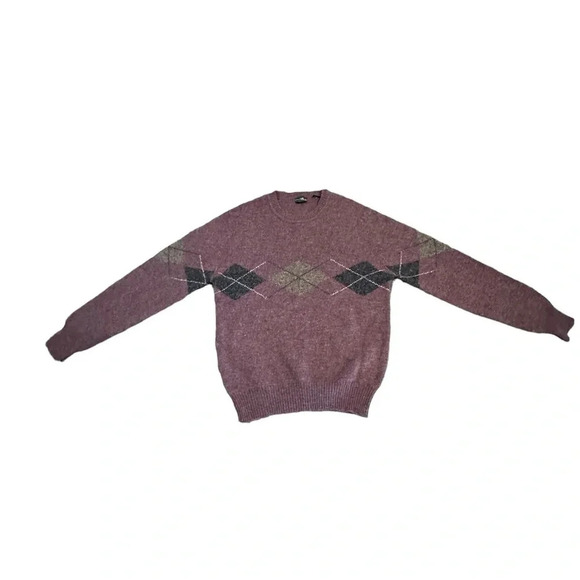 Men’s Four Winds Vintage Crew Neck 100% Shetland Wool Argyle sweater. Size M - Picture 2 of 8